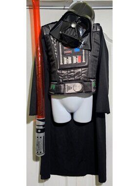 Darth Vader Costume Boys Kids Star Wars Top Mask Inflatable Red Light Saber Sith